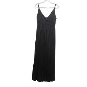 Rouge Collection Black Maxi Dress Plus 3X Smocked Casual Minimalist Silhouette